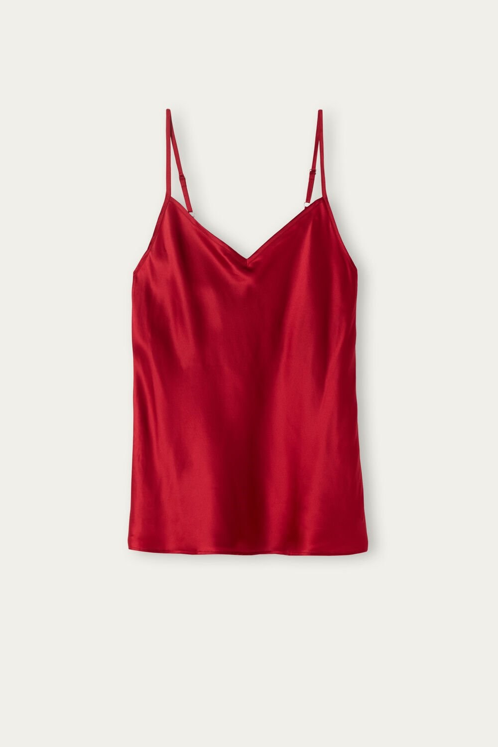 Red - 1473 - Red Intimissimi Silk Satin Top with V-neckline | MVBH-95403