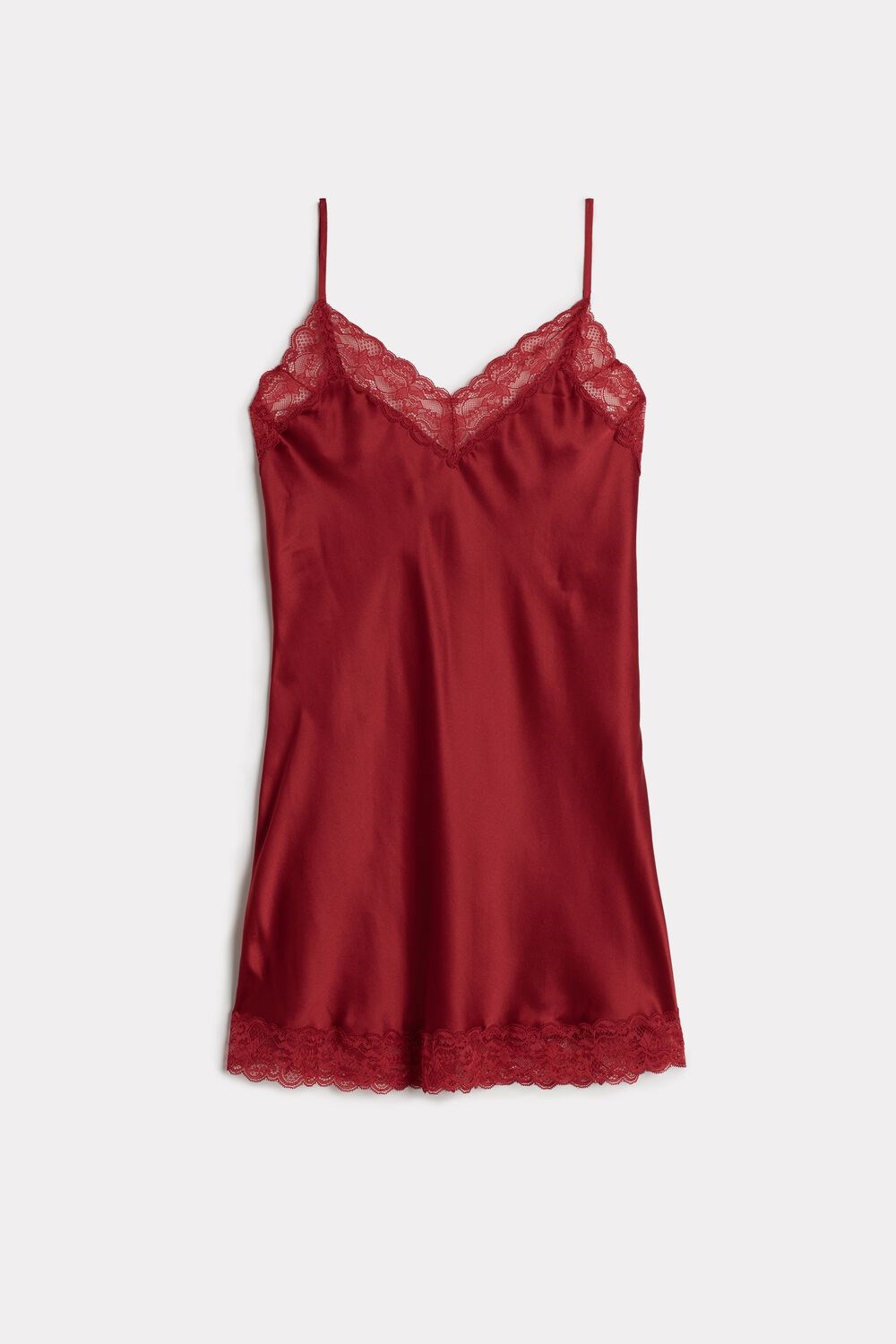 Red - 1473 - Red Intimissimi Silk Slip with Lace Insert Detail | IFWA-54367