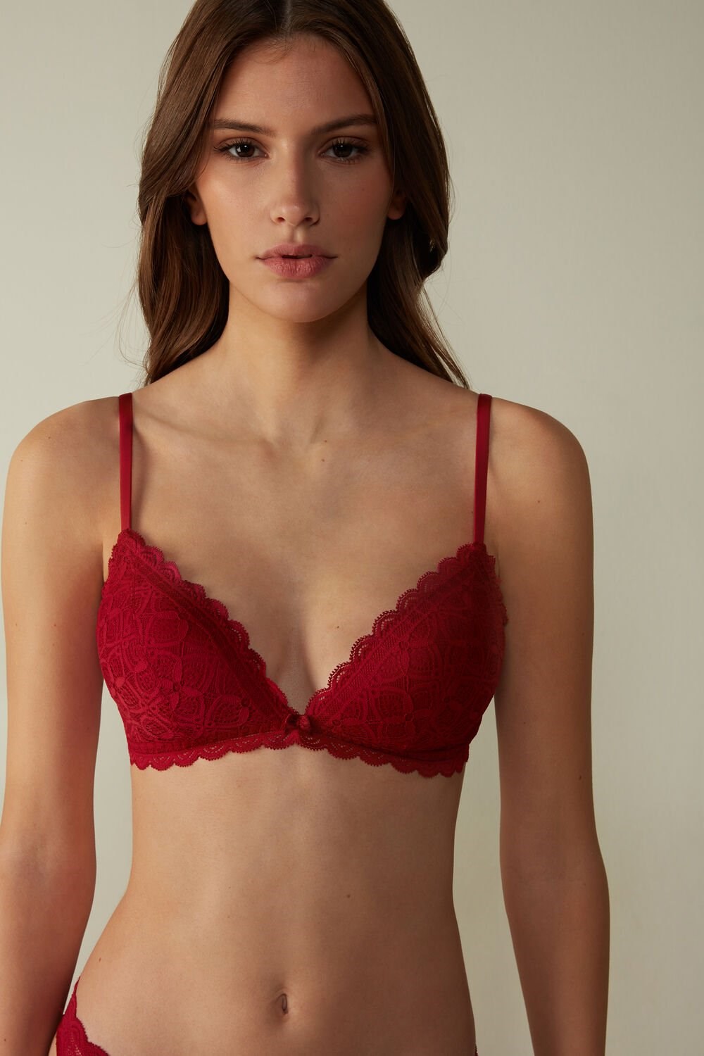 Red - 1473 - Red Intimissimi Tiziana Triangle Bra in Lace | XBVI-92046