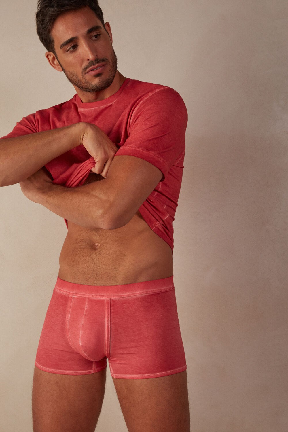 Red - 318j - Oil Red Intimissimi Natural Fresh Supima® Cotton Boxers | YRNC-49703