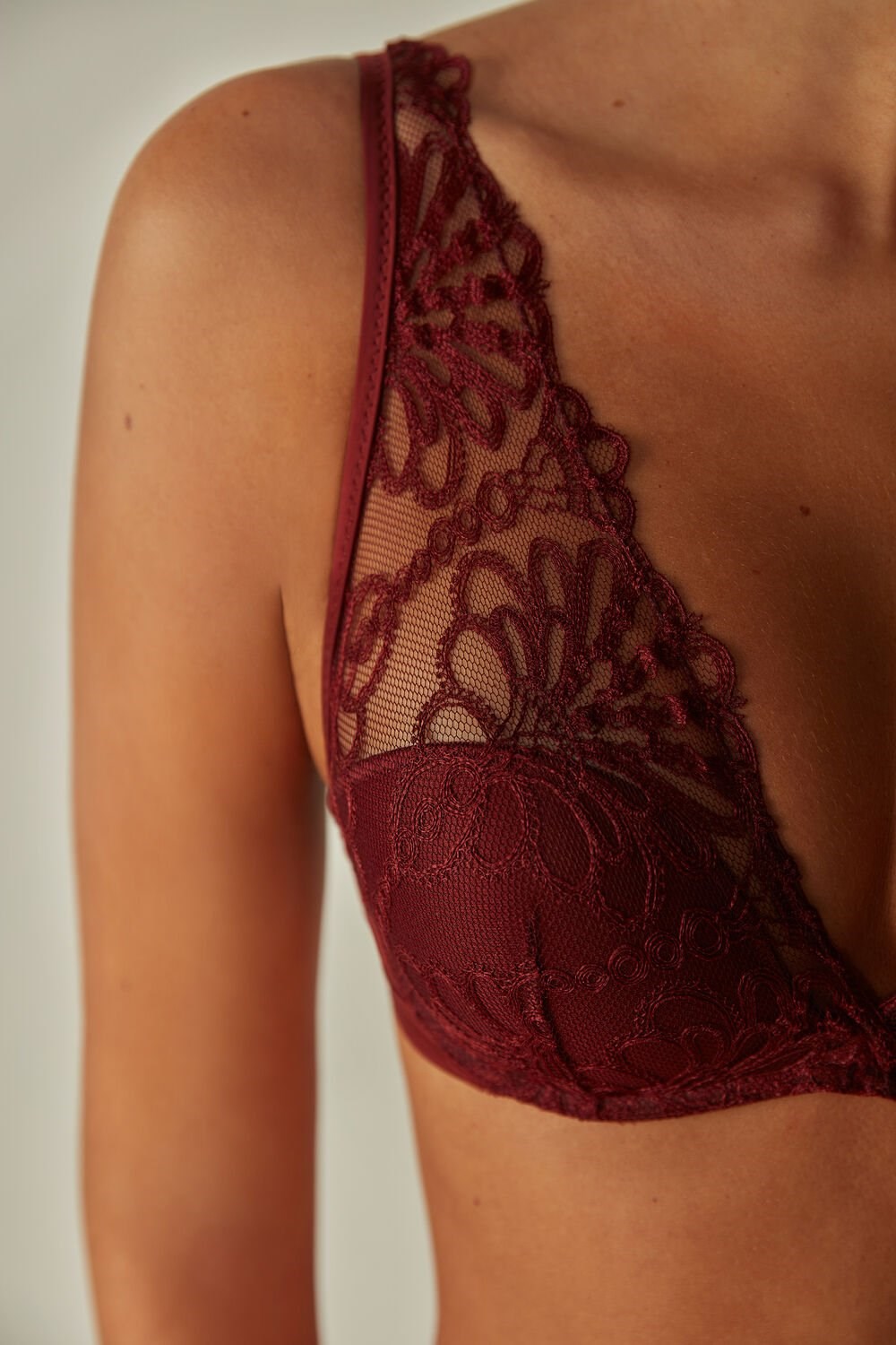 Red - 741i - Dark Red Intimissimi Romantic Life Giorgia Balconette Bra | GYHT-84206