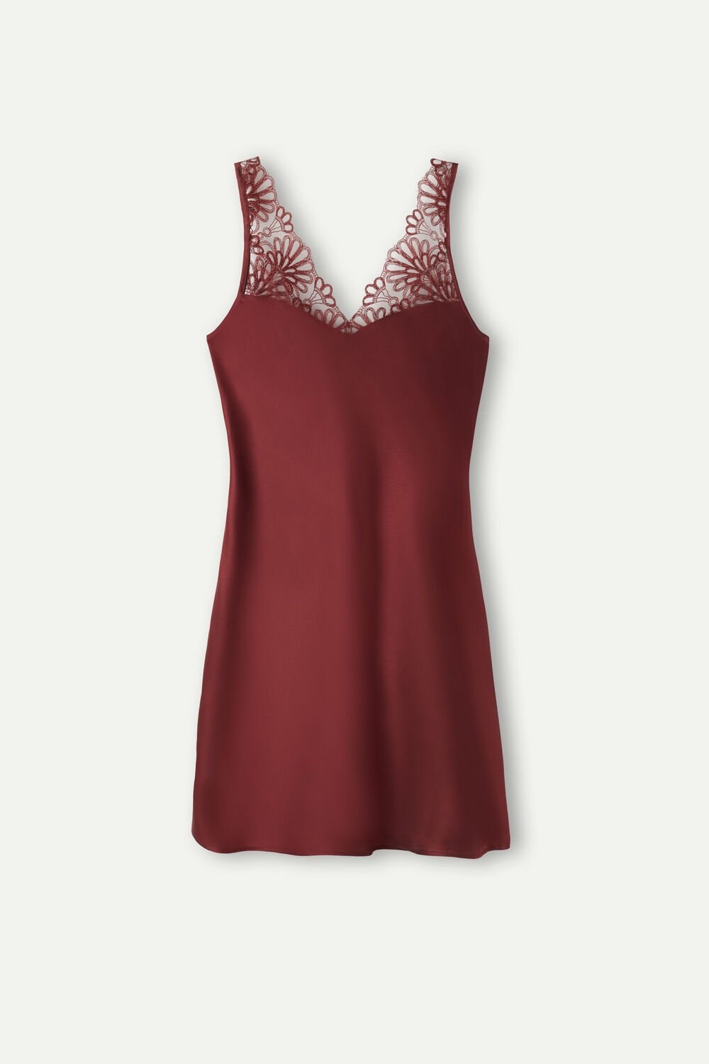 Red - 741i - Dark Red Intimissimi Romantic Life Silk Chemise | THBS-40129