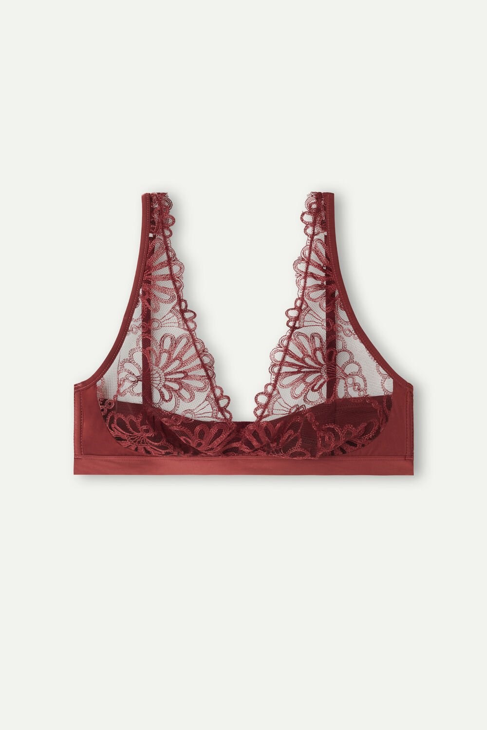 Red - 741i - Dark Red Intimissimi Romantic Life Lara Triangle Bra | XITB-82156