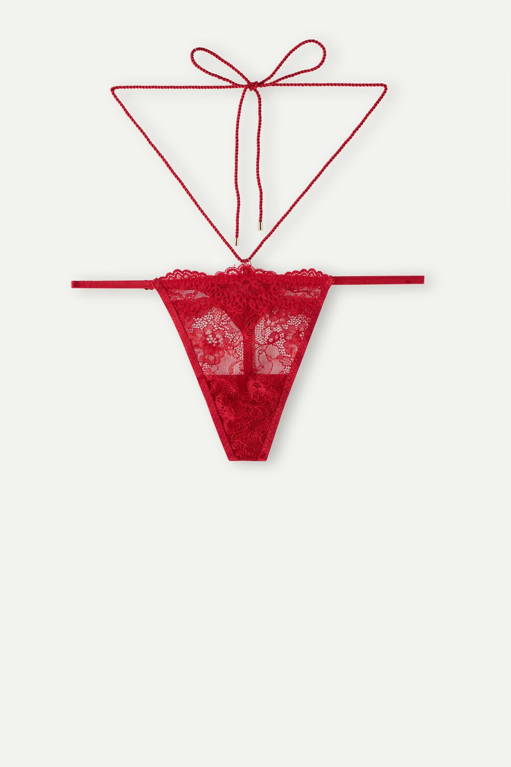 Red - 9888 - Candy Apple Red Intimissimi Loosen Heartstrings String Thong | EAWX-26958