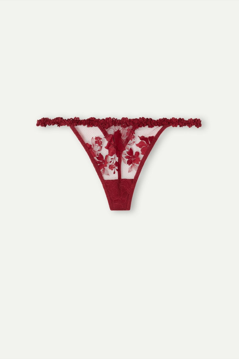 Red - 993i - Ribbon Red Intimissimi In Full Bloom String Thong | OBQV-30215