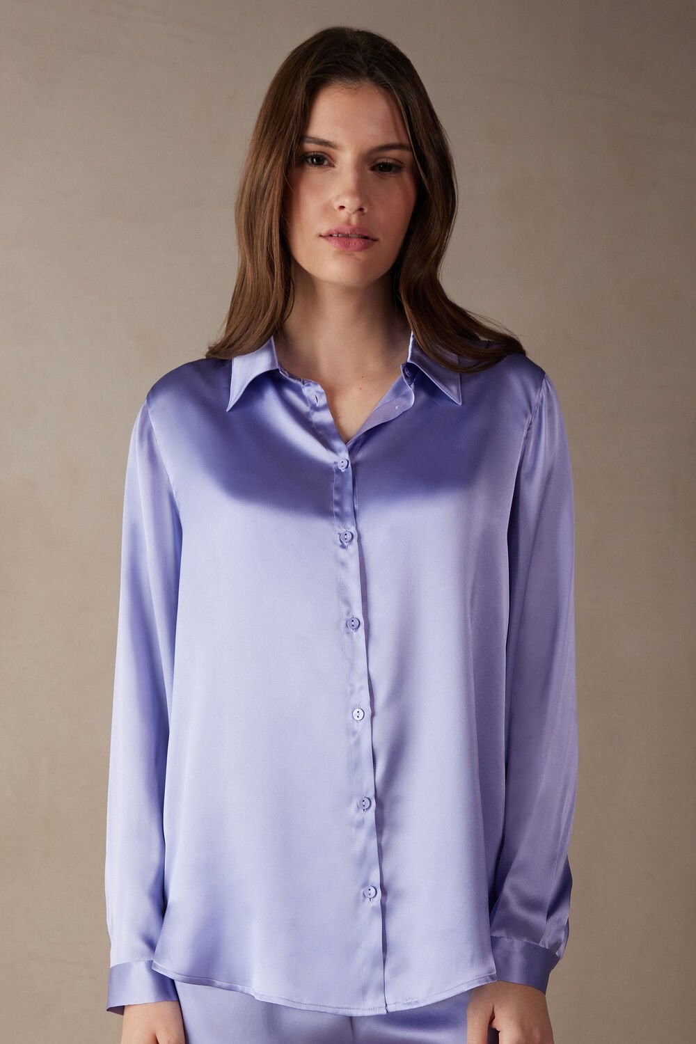 Violet - 212j - Sweet Lavender Intimissimi Long Sleeve Silk Shirt | RNWJ-28713