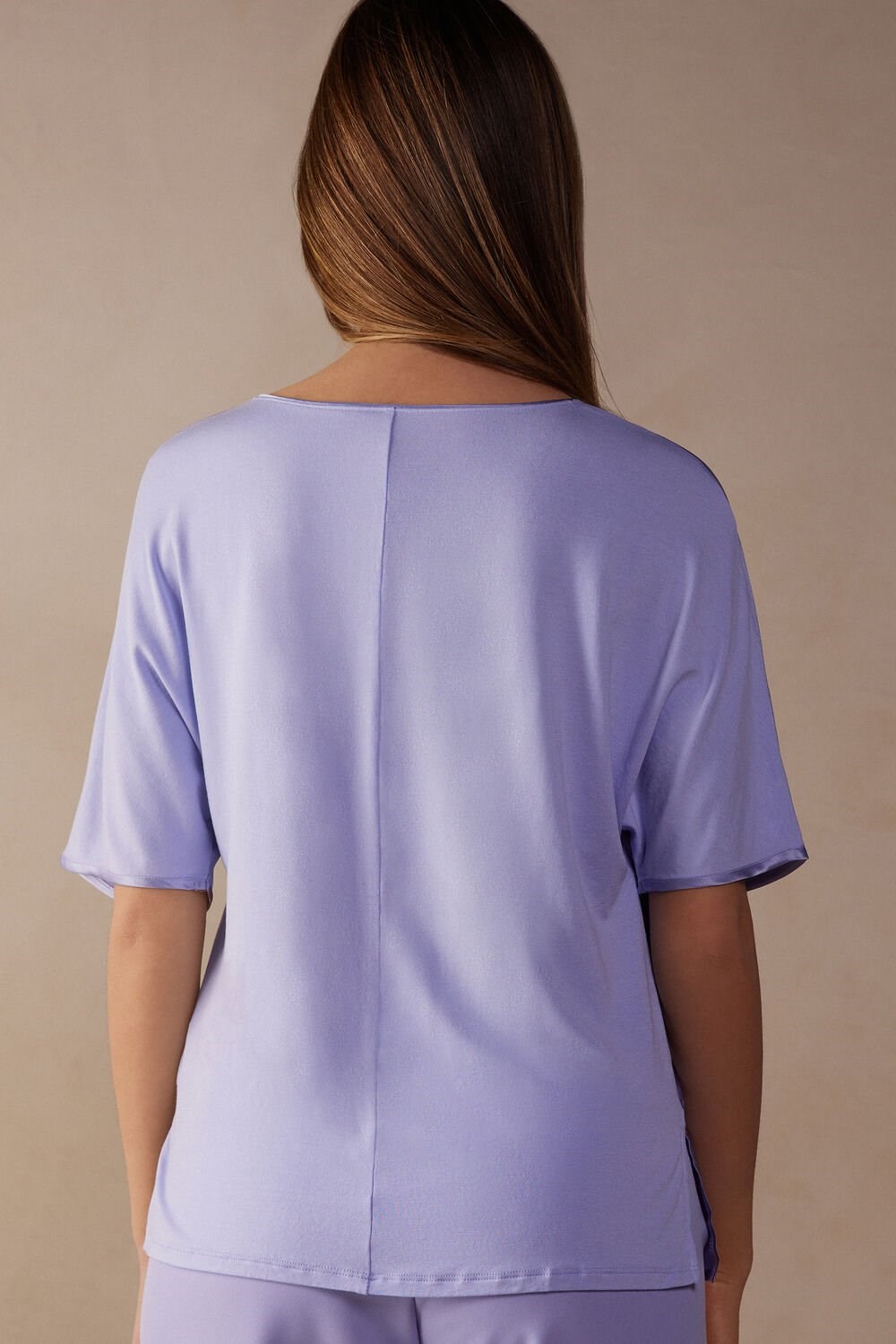 Violet - 212j - Sweet Lavender Intimissimi Short Sleeve Silk and Modal Top | TZBO-68970