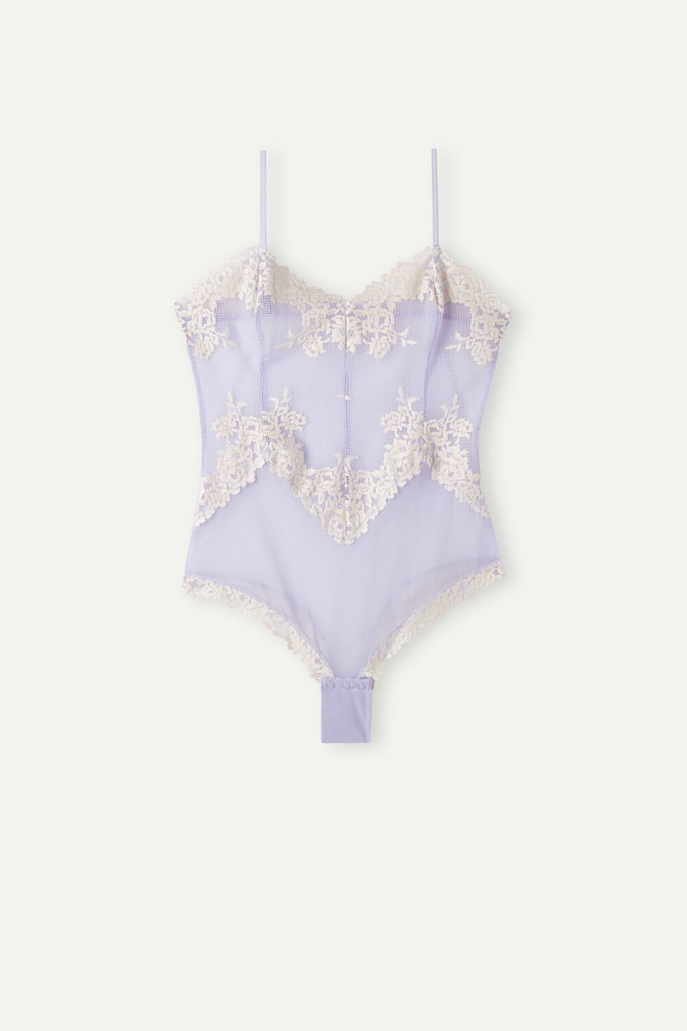 Violet - 214j - Sweet Lavender / Ivory Intimissimi Pretty Flowers Tulle and Lace Bodysuit | WSPH-40367