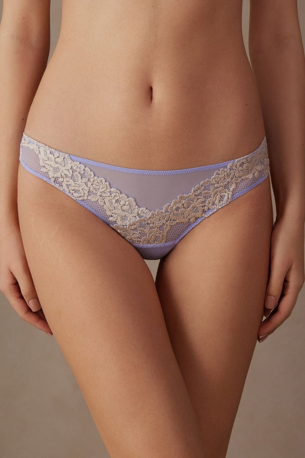 Violet - 214j - Sweet Lavender / Ivory Intimissimi Pretty Flowers Brazilian | XTLK-67593