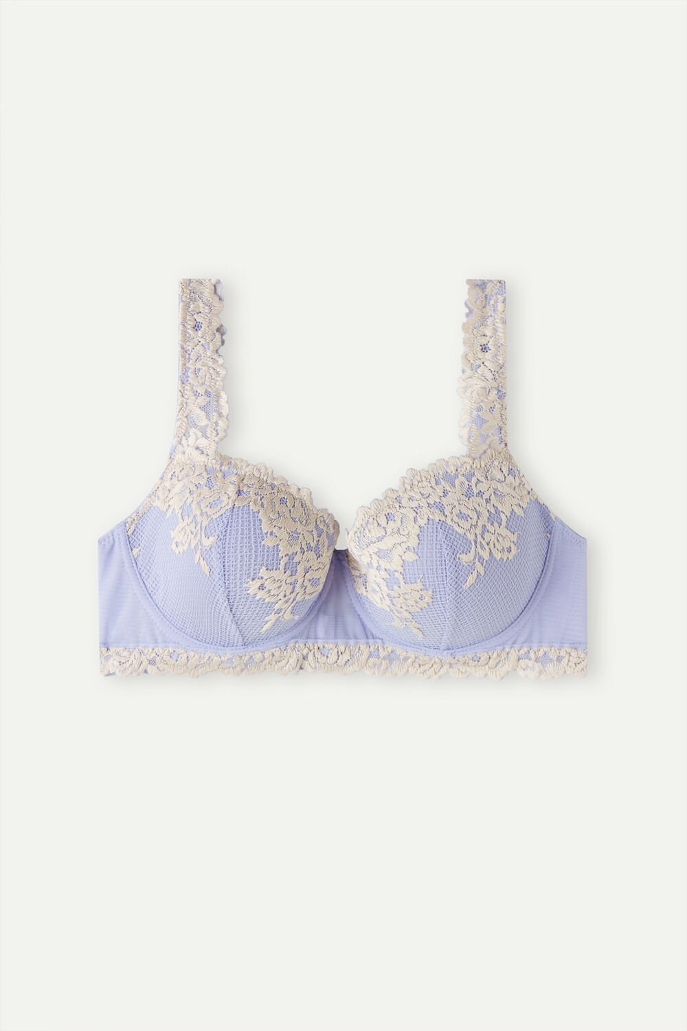 Violet - 214j - Sweet Lavender / Ivory Intimissimi Pretty Flowers Sofia Balconette Bra | ZMOR-15284