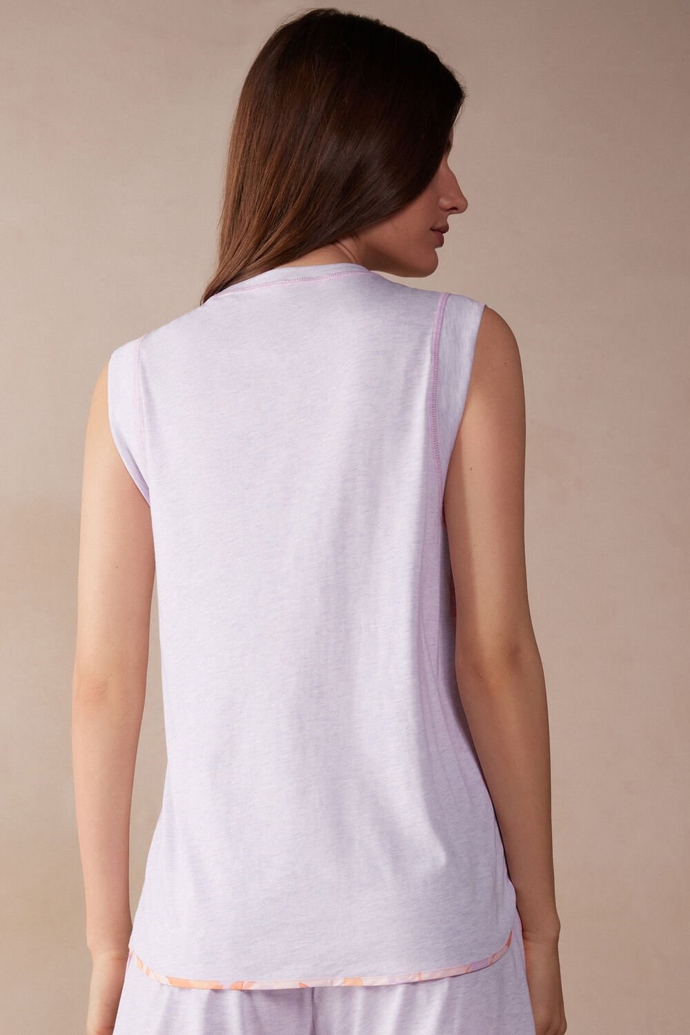 Violet - 3059 - Bianco Intimissimi Iris and Apricot Ultrafresh Supima® Cotton Tank Top | HGFU-87504