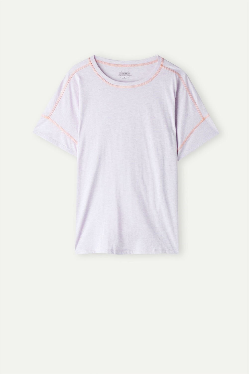 Violet - 3059 - Bianco Intimissimi Iris and Apricot Short Sleeve Supima® Ultrafresh Cotton Top | ZFLK-27580