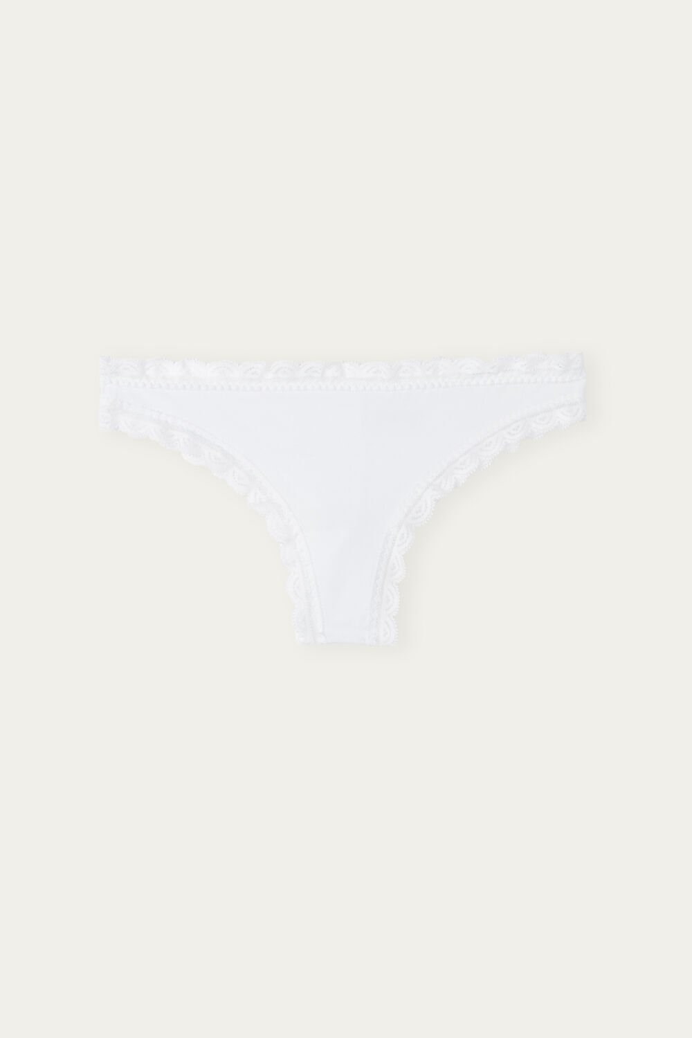 White - 001 - White Intimissimi Cotton and Lace Brazilian | AOTB-48609