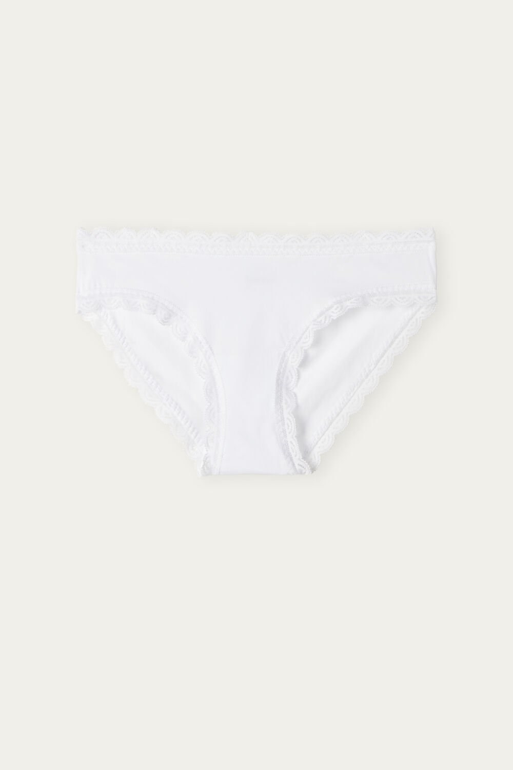 White - 001 - White Intimissimi Cotton and Lace Panties | EXTH-37426