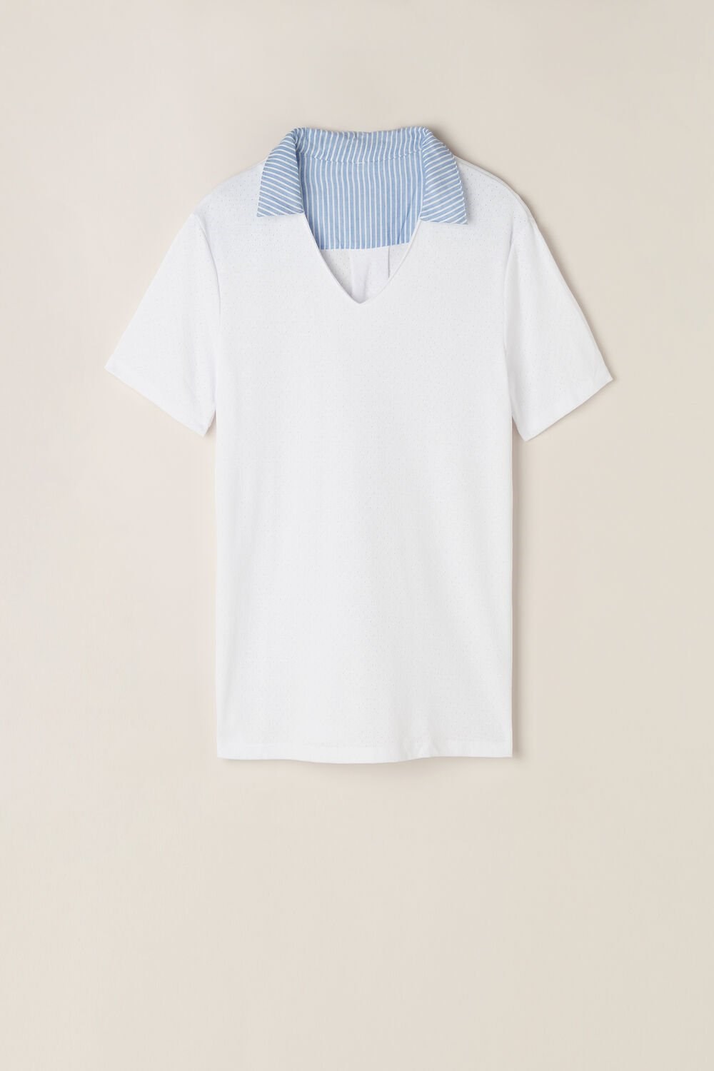 White - 001 - White Intimissimi Early in the Morning Cotton Cloth Short Sleeve Top | MZJH-96240