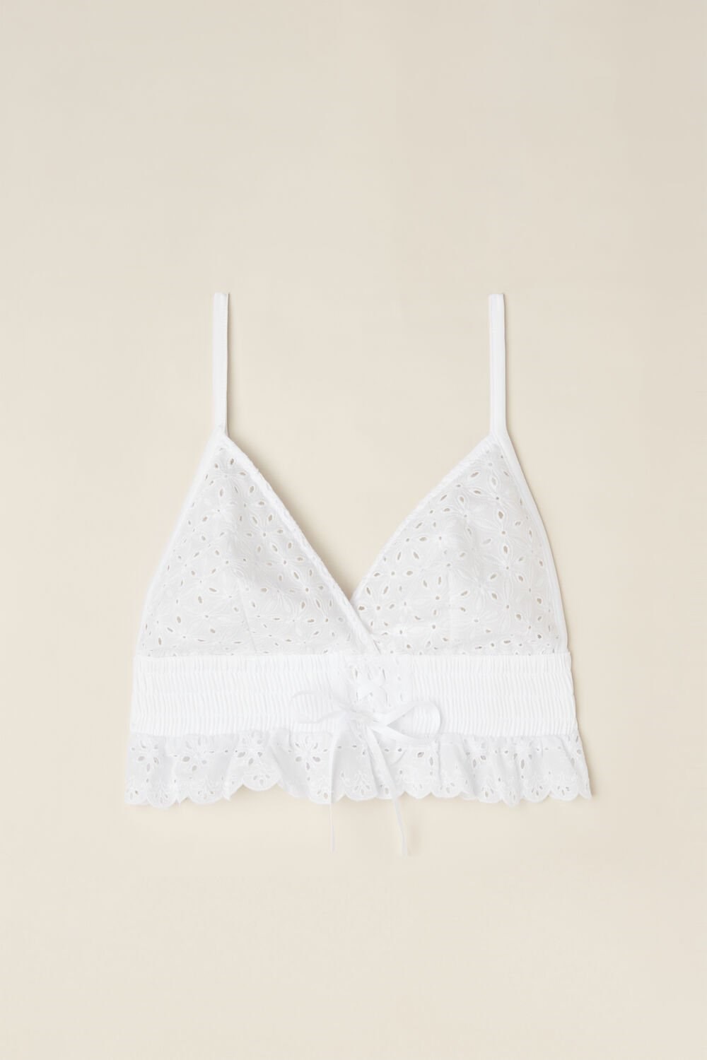 White - 001 - White Intimissimi Hello Sunshine Sangallo Lace Bra Top | PQUS-24831