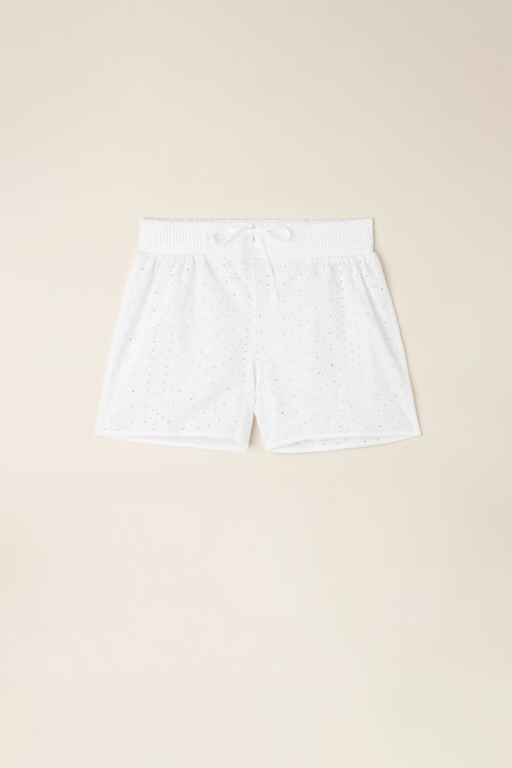 White - 001 - White Intimissimi Hello Sunshine Sangallo Lace Shorts | WJEI-53906