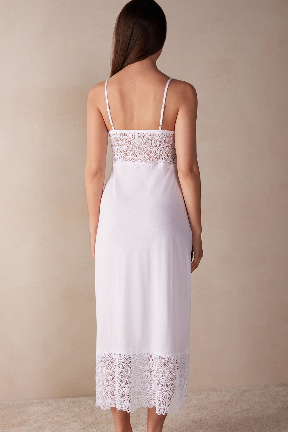 White - 001 - White Intimissimi Hot Summer Days Long Nightgown in Supima® Ultrafresh Cotton | DQNW-34625