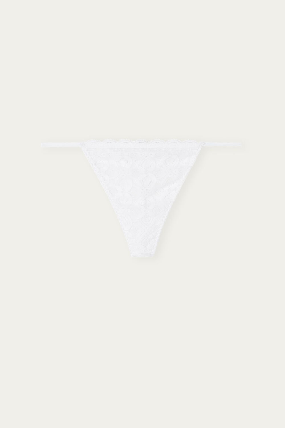 White - 001 - White Intimissimi Lace String Thong | TBZE-17396