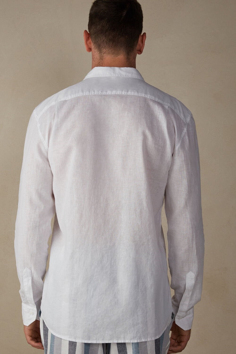 White - 001 - White Intimissimi Linen and Cotton Shirt | WCSF-07816