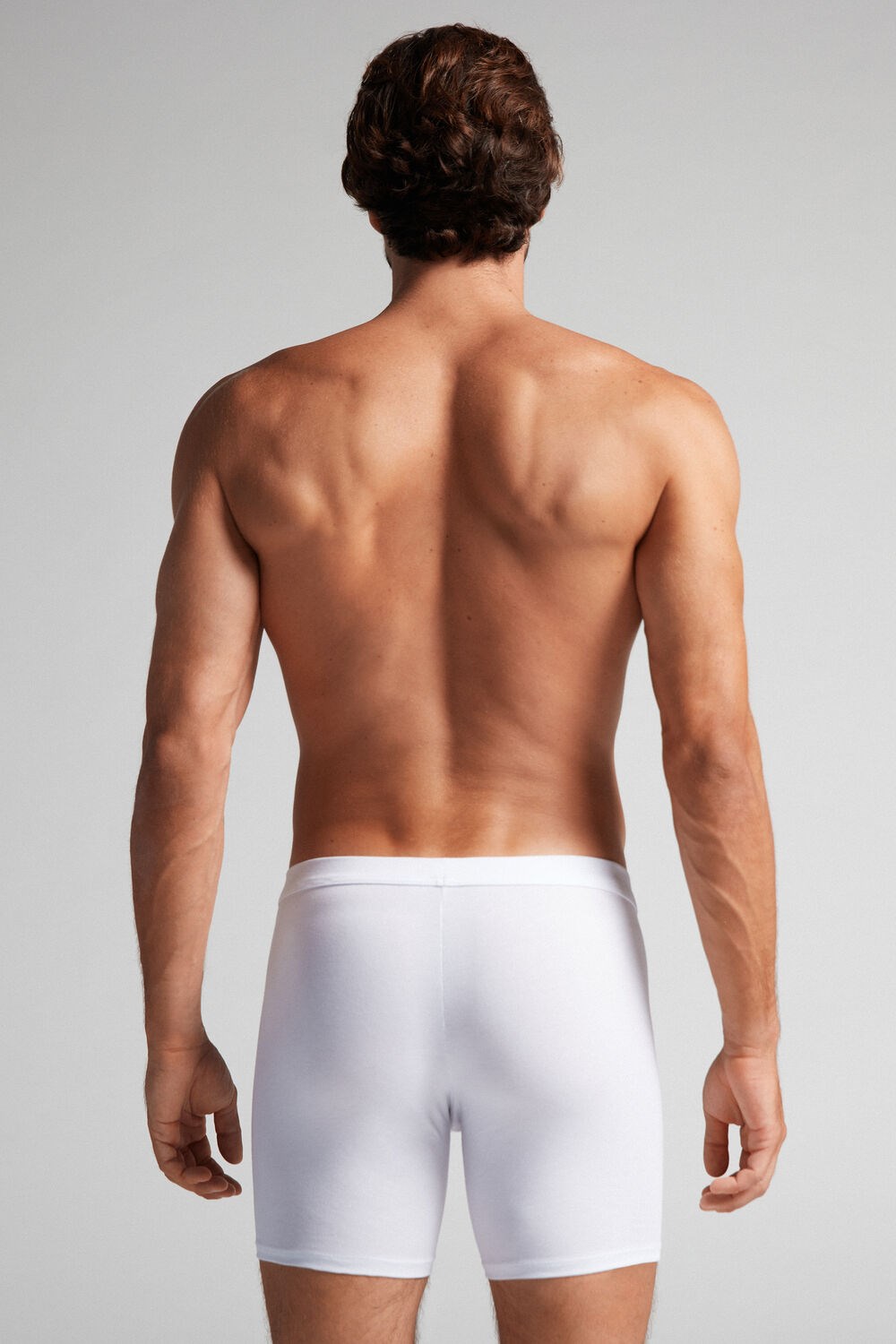 White - 001 - White Intimissimi Long Boxers in Stretch Supima® Cotton | LFSZ-57860