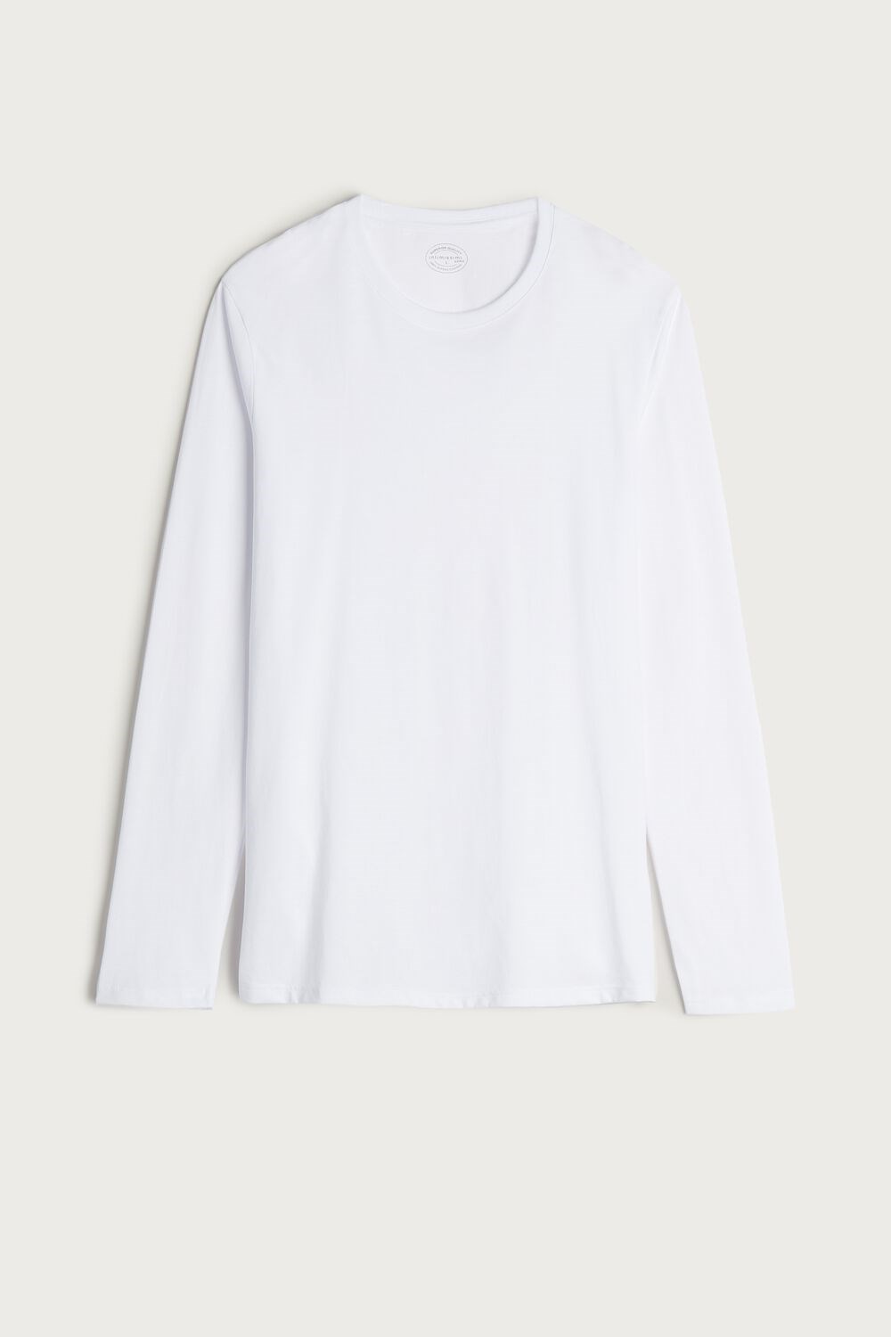 White - 001 - White Intimissimi Long-Sleeve Supima® Cotton Top | HGUL-14698