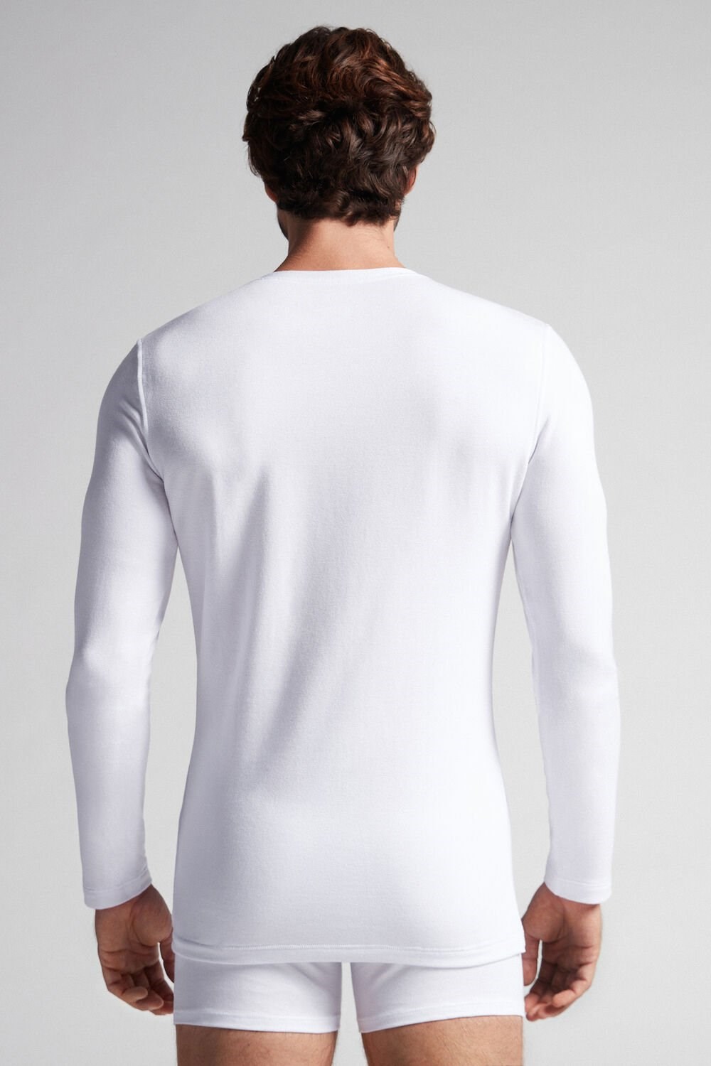 White - 001 - White Intimissimi Long-Sleeve Modal-Cashmere Top | THSP-48972