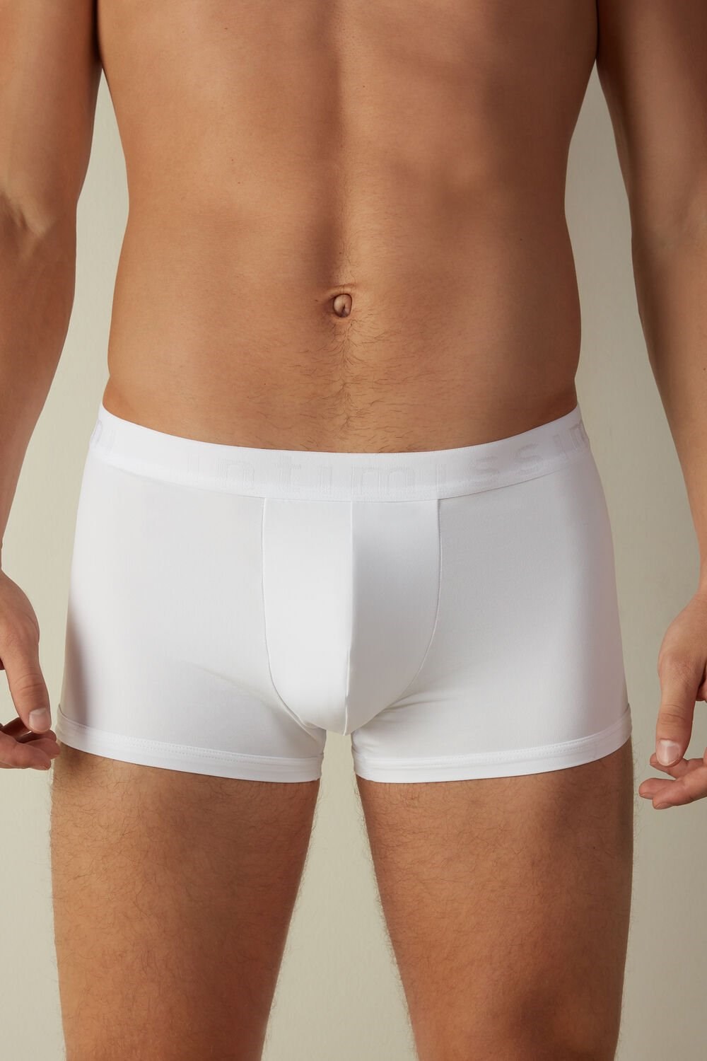 White - 001 - White Intimissimi Microfiber Logo Boxer Shorts | BCDX-34210