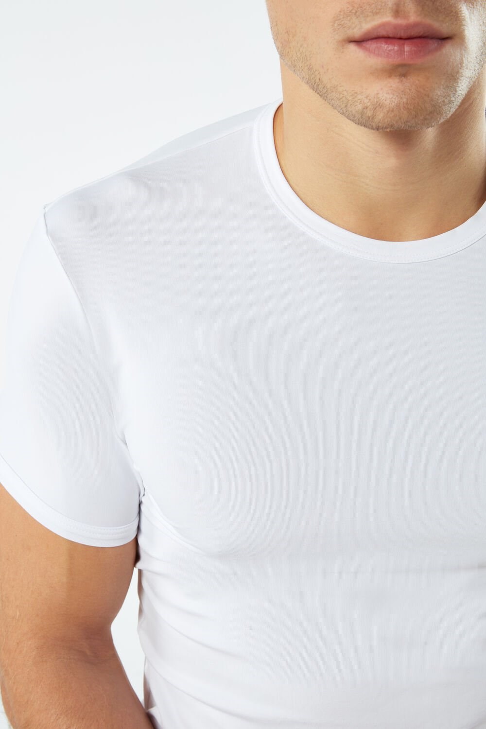 White - 001 - White Intimissimi Microfiber T-shirt | FGRI-68245