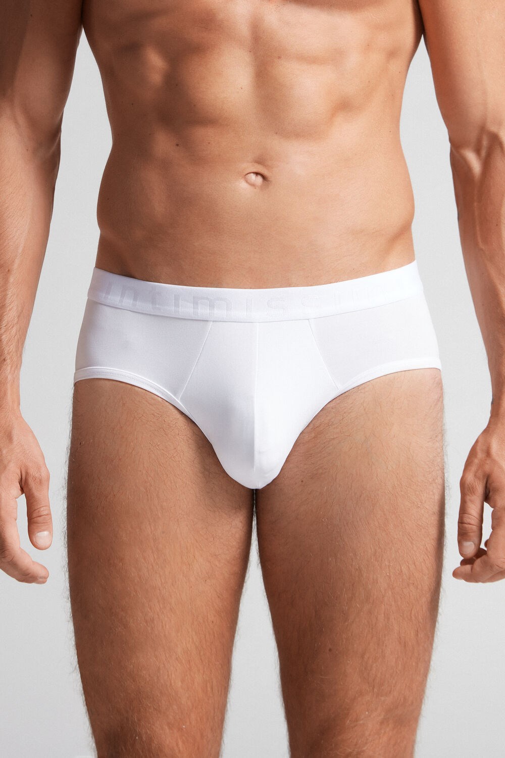 White - 001 - White Intimissimi Microfiber Briefs with Logo Detail | SILT-29860