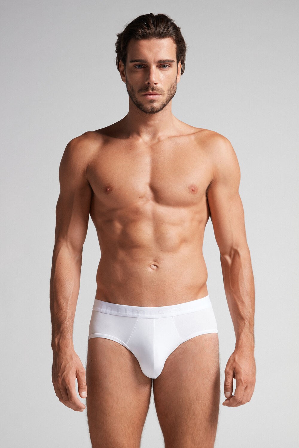 White - 001 - White Intimissimi Microfiber Briefs with Logo Detail | SILT-29860