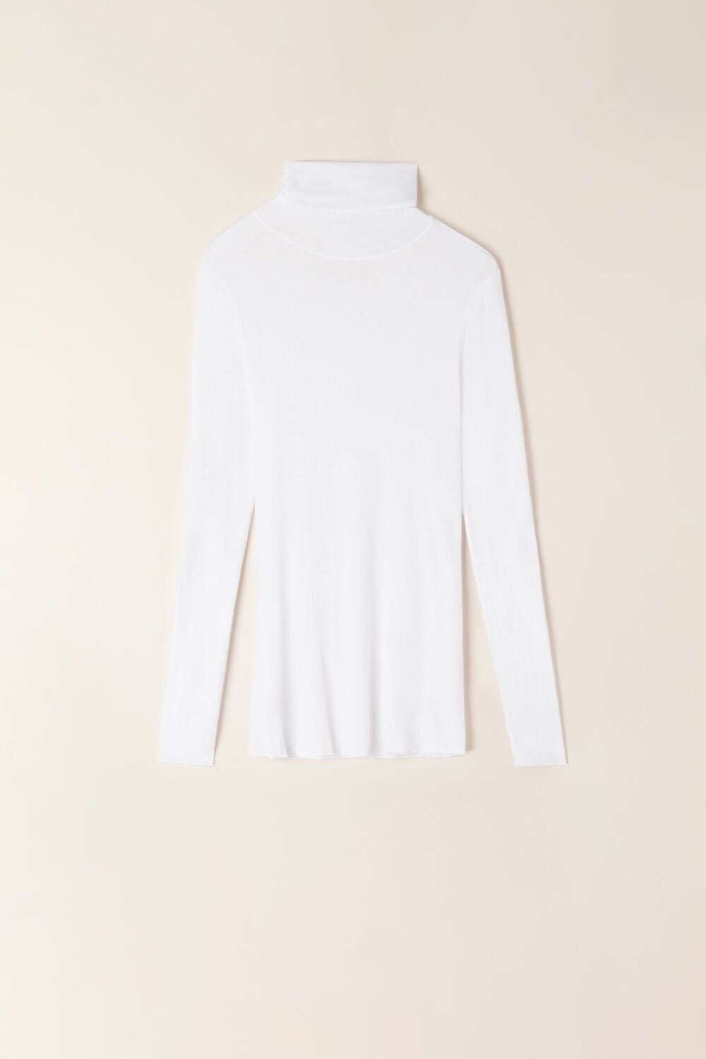 White - 001 - White Intimissimi Modal Cashmere Ultralight High-Neck Top | FBPG-46839