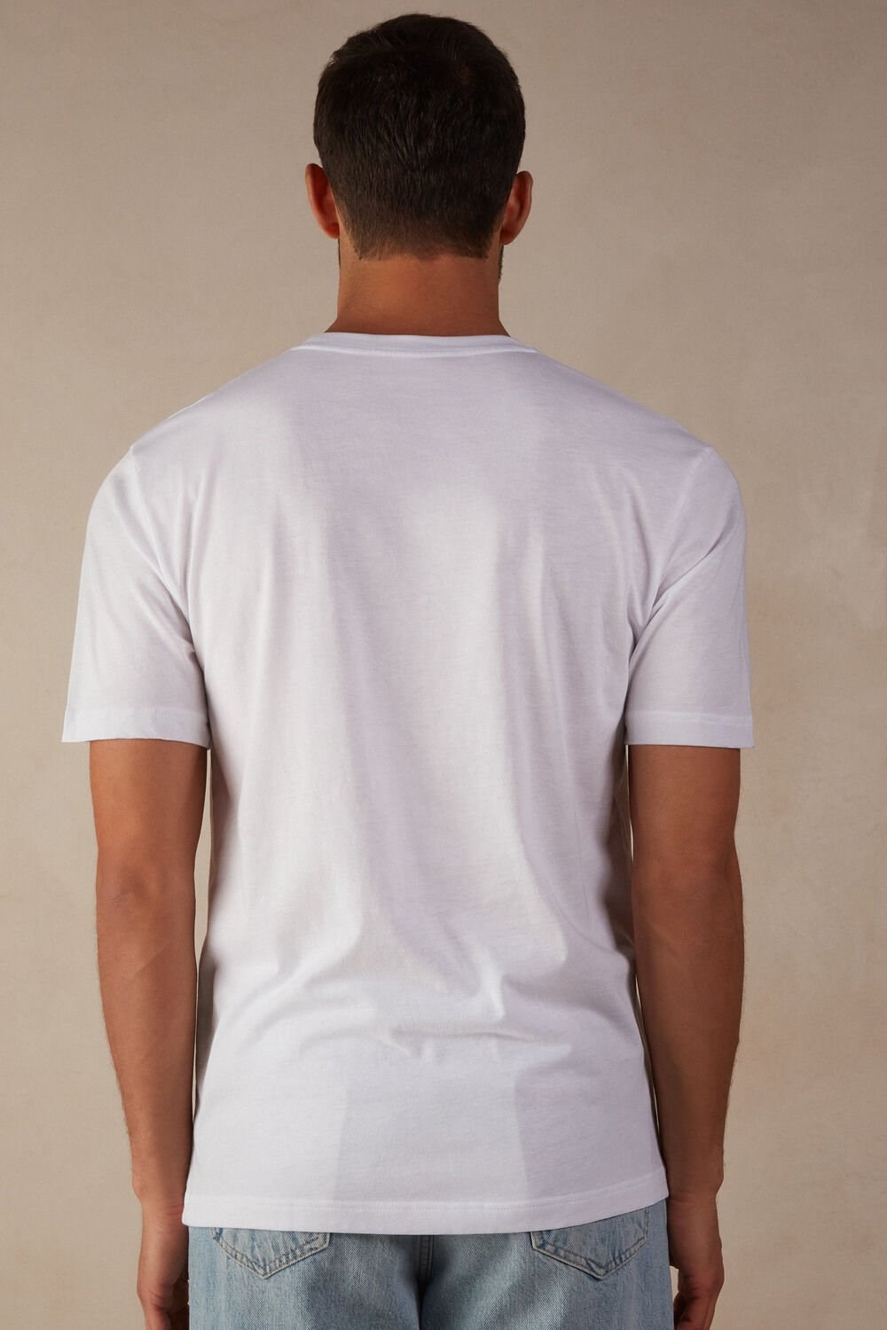 White - 001 - White Intimissimi Regular Fit T-Shirt in Extrafine Supima® Cotton | YKLD-69271