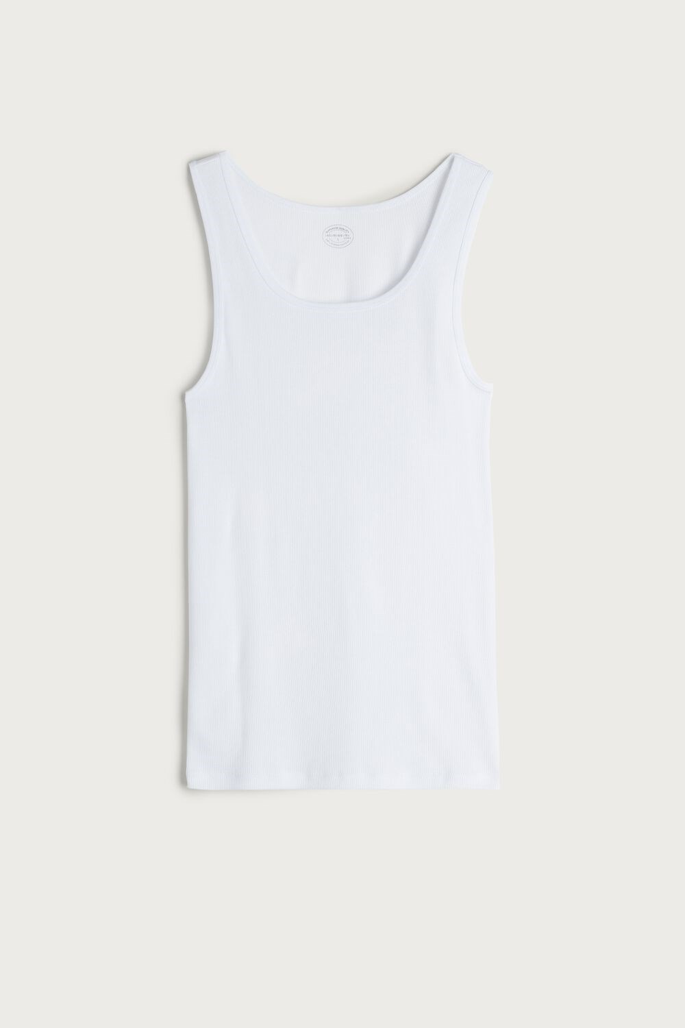 White - 001 - White Intimissimi Ribbed Supima Cotton Tank Top | KWNE-27605