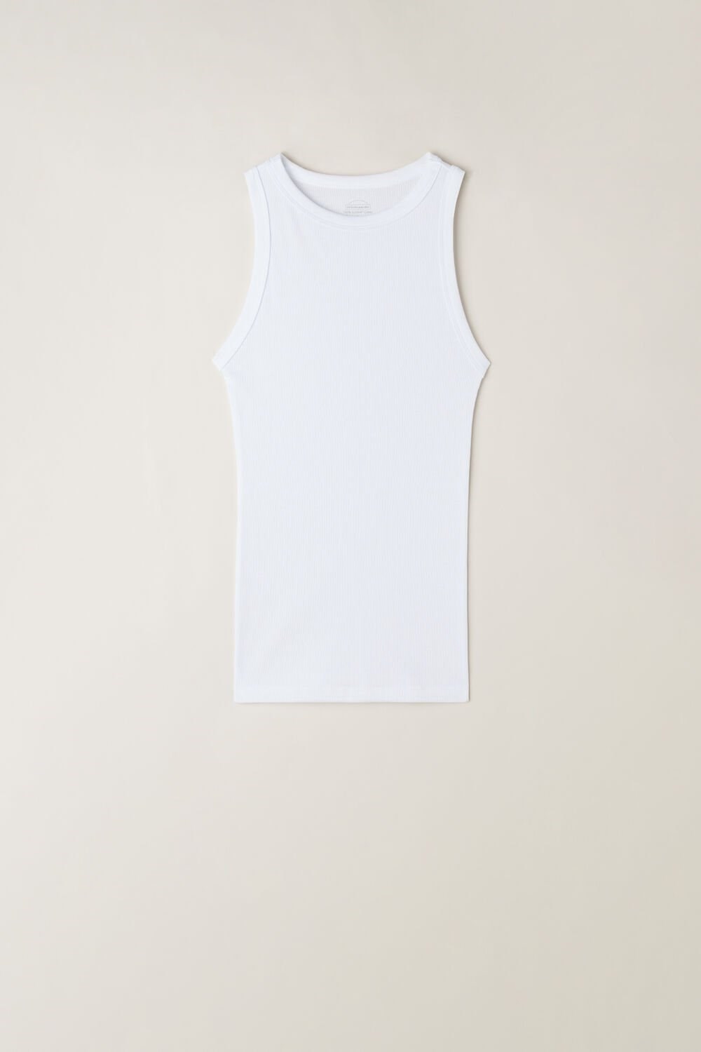 White - 001 - White Intimissimi Ribbed Tank Top in Supima® Cotton | JMID-39216