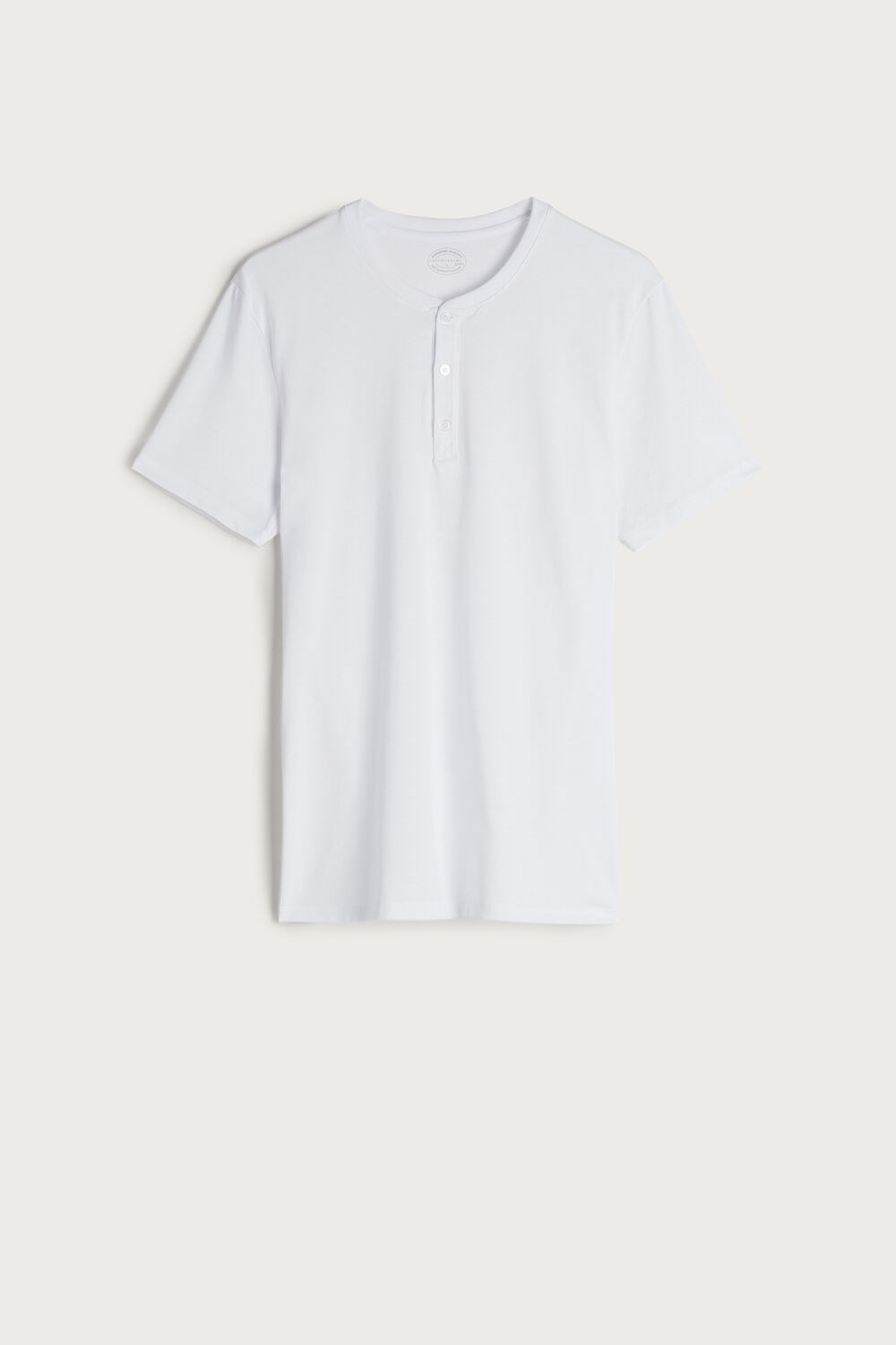 White - 001 - White Intimissimi Short-Sleeved Supima® Cotton Shirt | ALGQ-16794