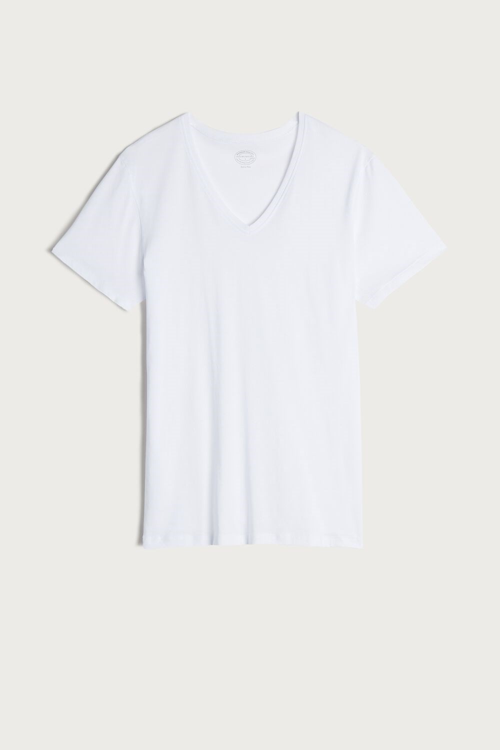 White - 001 - White Intimissimi Short-Sleeve V-Neck T Shirt in Extra-Fine Supima® Cotton | HVBY-24703