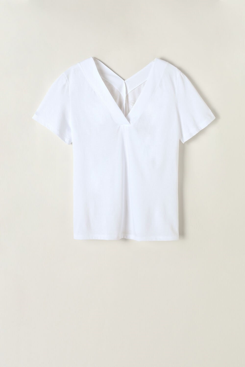 White - 001 - White Intimissimi Short Sleeve V-neck Top in Supima® Ultrafresh Cotton | OQUT-86720