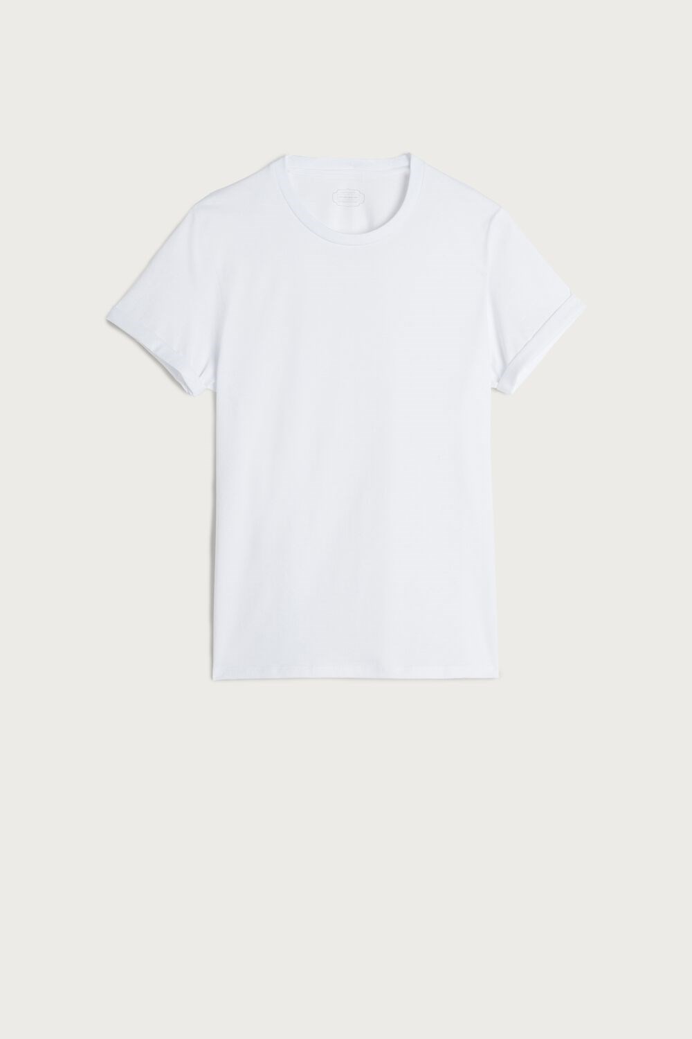 White - 001 - White Intimissimi Short-Sleeved Supima® Cotton Top | UILZ-56371