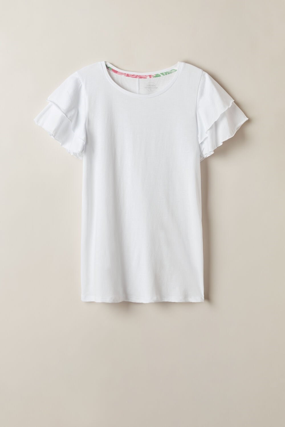 White - 001 - White Intimissimi Summer Garden Short Sleeve Top in Supima® Ultrafresh Cotton | BUHK-97801