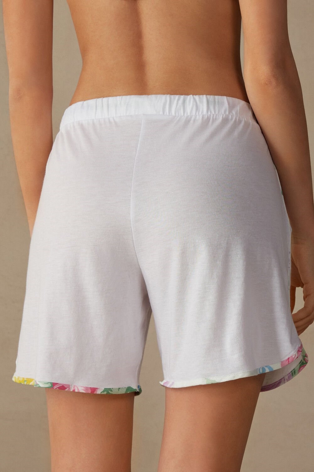 White - 001 - White Intimissimi Summer Garden Shorts in Supima® Ultrafresh Cotton | LONH-76032