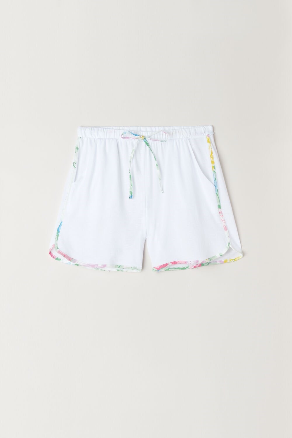 White - 001 - White Intimissimi Summer Garden Shorts in Supima® Ultrafresh Cotton | LONH-76032