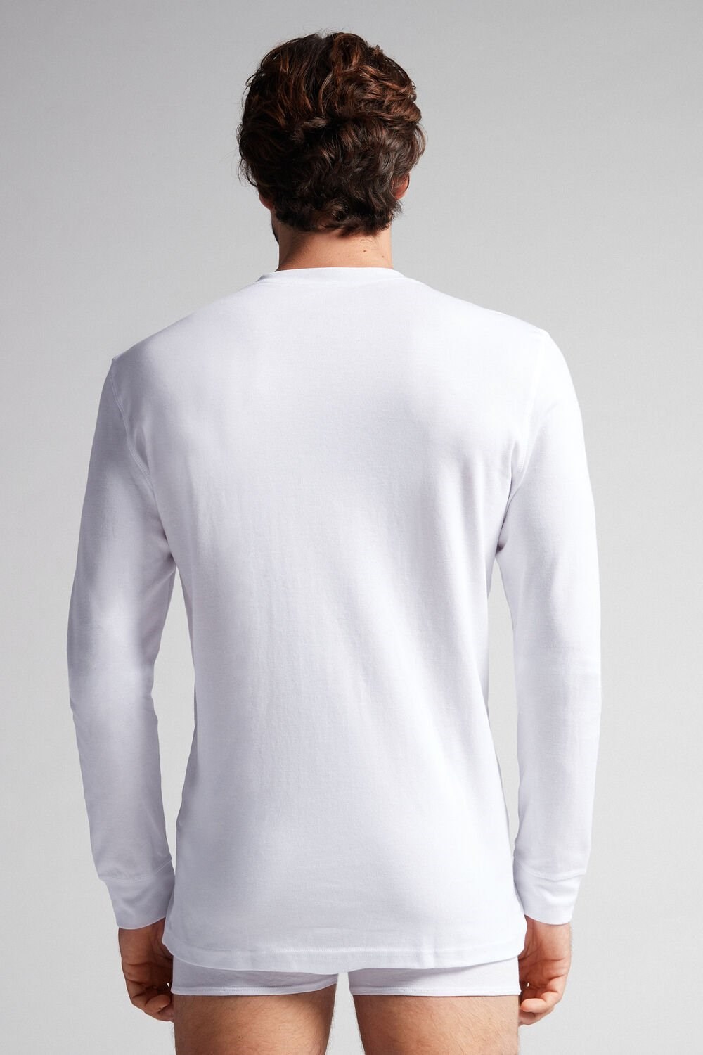 White - 001 - White Intimissimi Supima Interlock Long-Sleeve Top | AMXV-89750