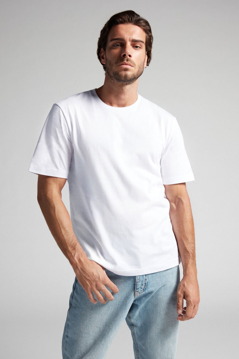 White - 001 - White Intimissimi T-shirt in Cotton Jersey | GDAW-69735