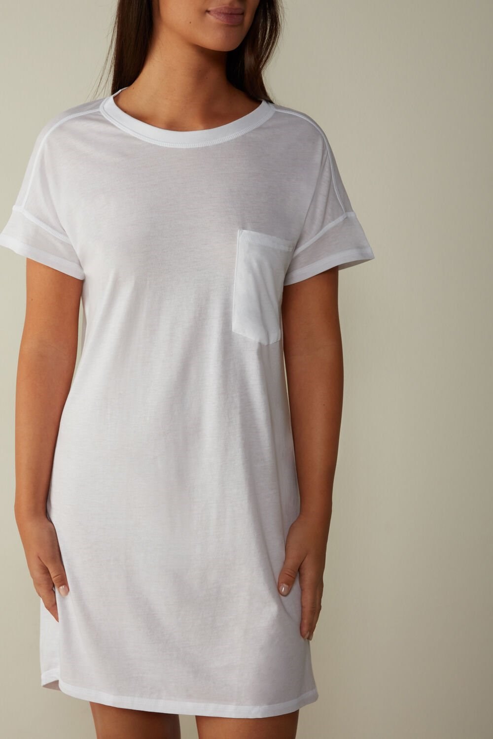 White - 001 - White Intimissimi Ultrafresh Supima® Cotton Nightdress | TKRA-75841