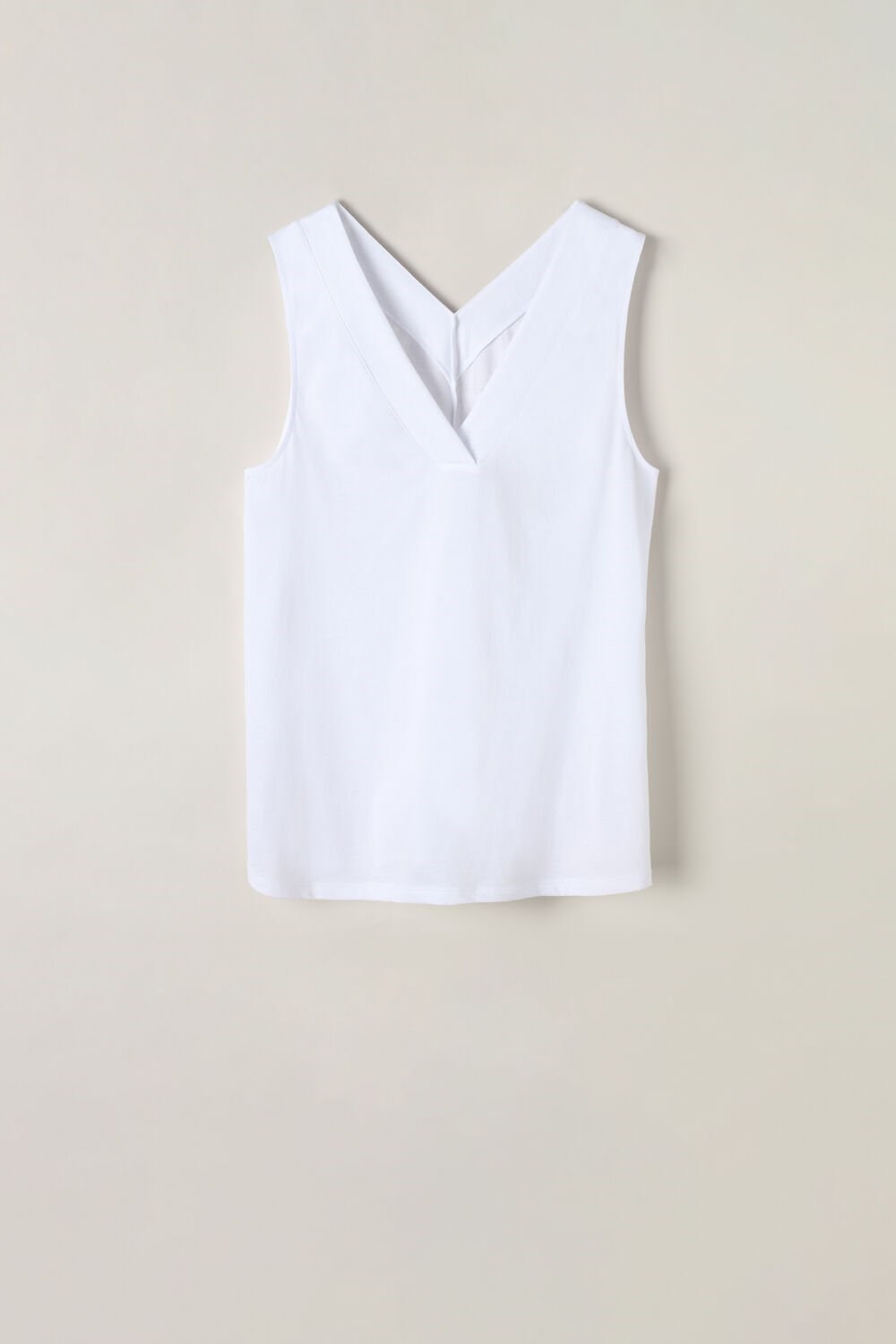 White - 001 - White Intimissimi V-neck Top in Supima® Ultrafresh Cotton | OIMJ-84621