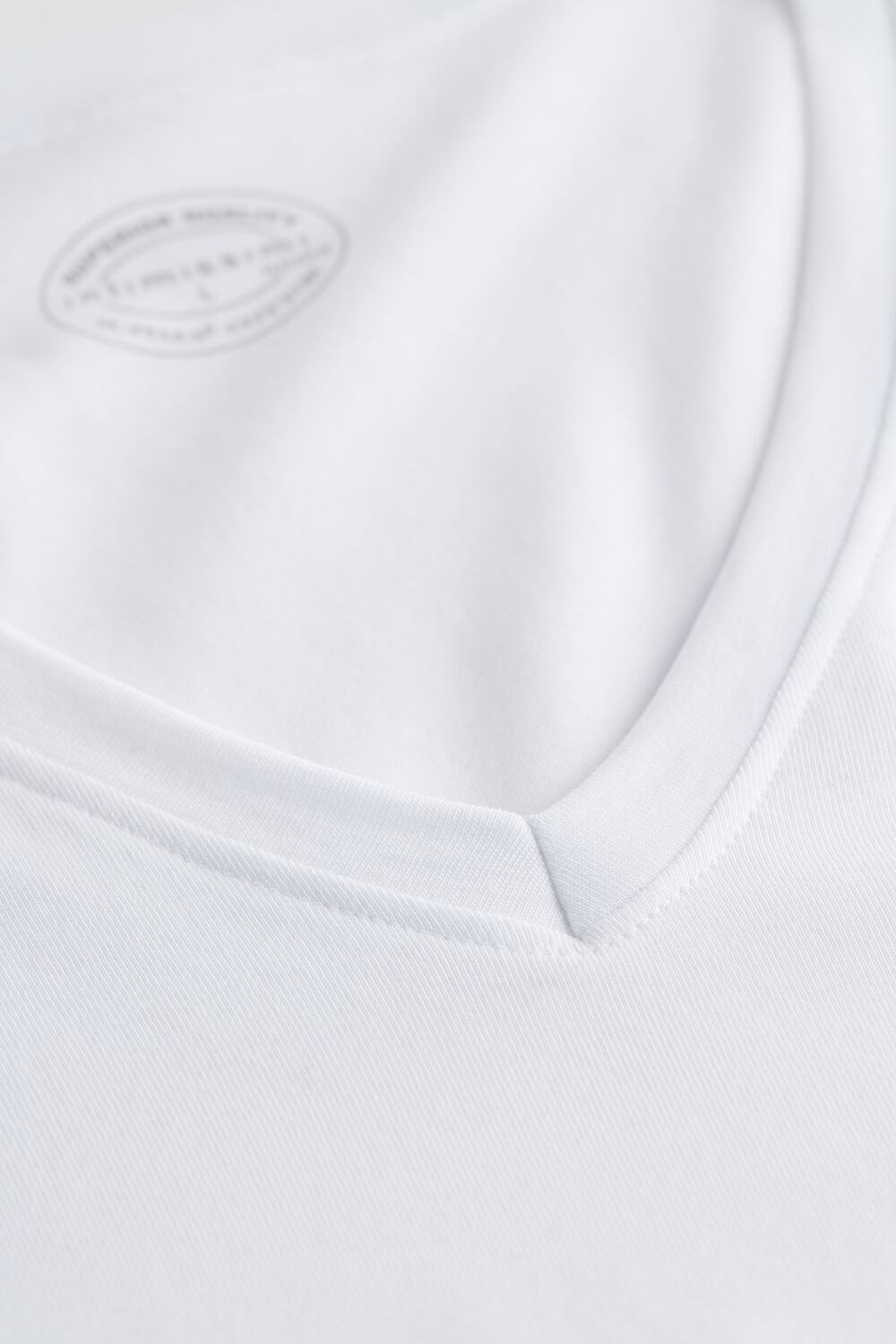 White - 001 - White Intimissimi V-neck T-shirt in Stretch Supima® Cotton | PRZC-08591