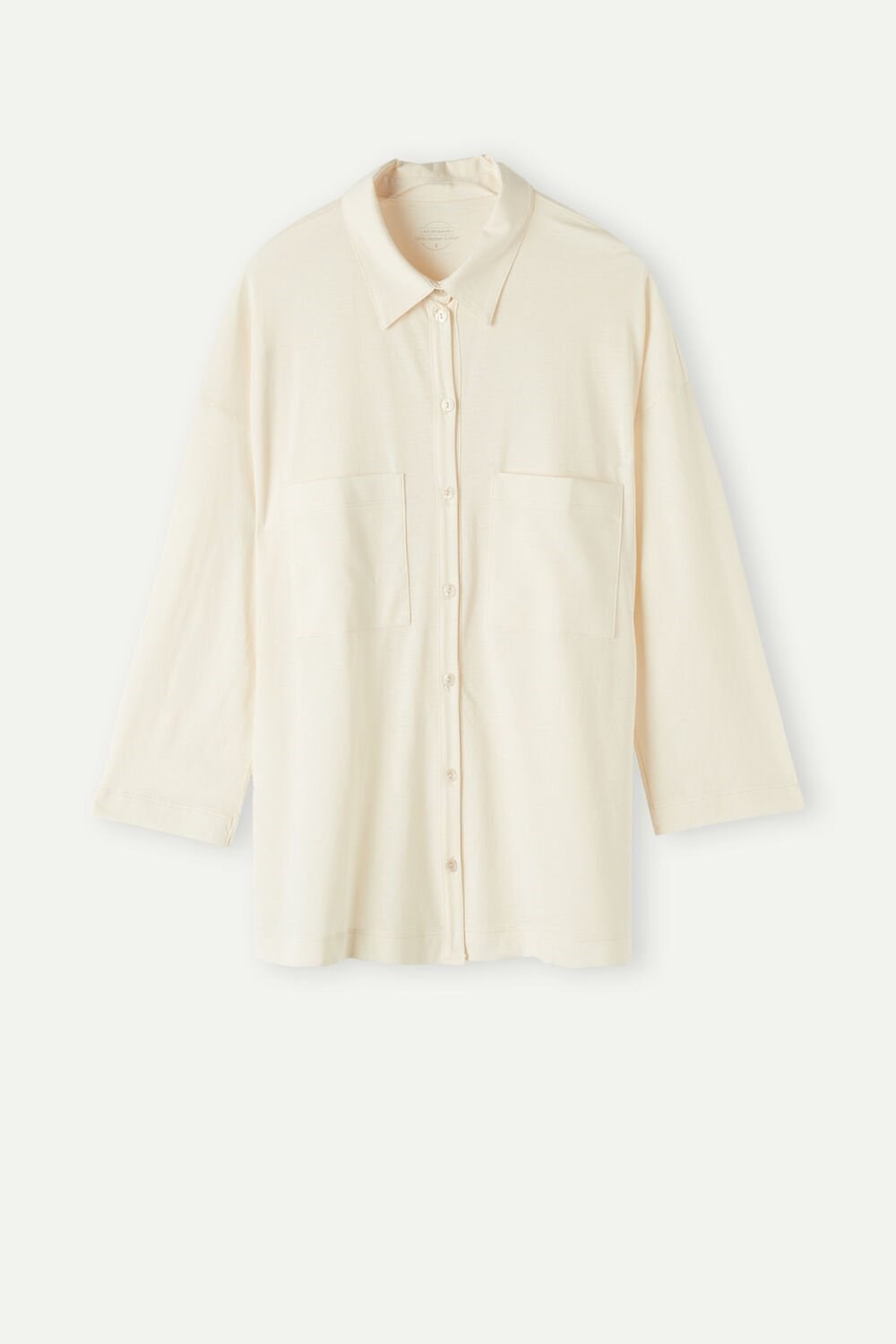 White - 005j - Light Beige Intimissimi Urban Nomad Cotton Shirt | APCD-81276