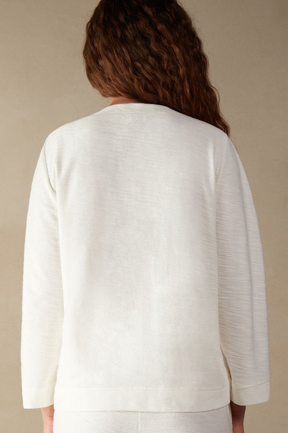 White - 007j - White Moon Intimissimi Soft Dreams Long Sleeve Button-Up Shirt | IXGZ-07249