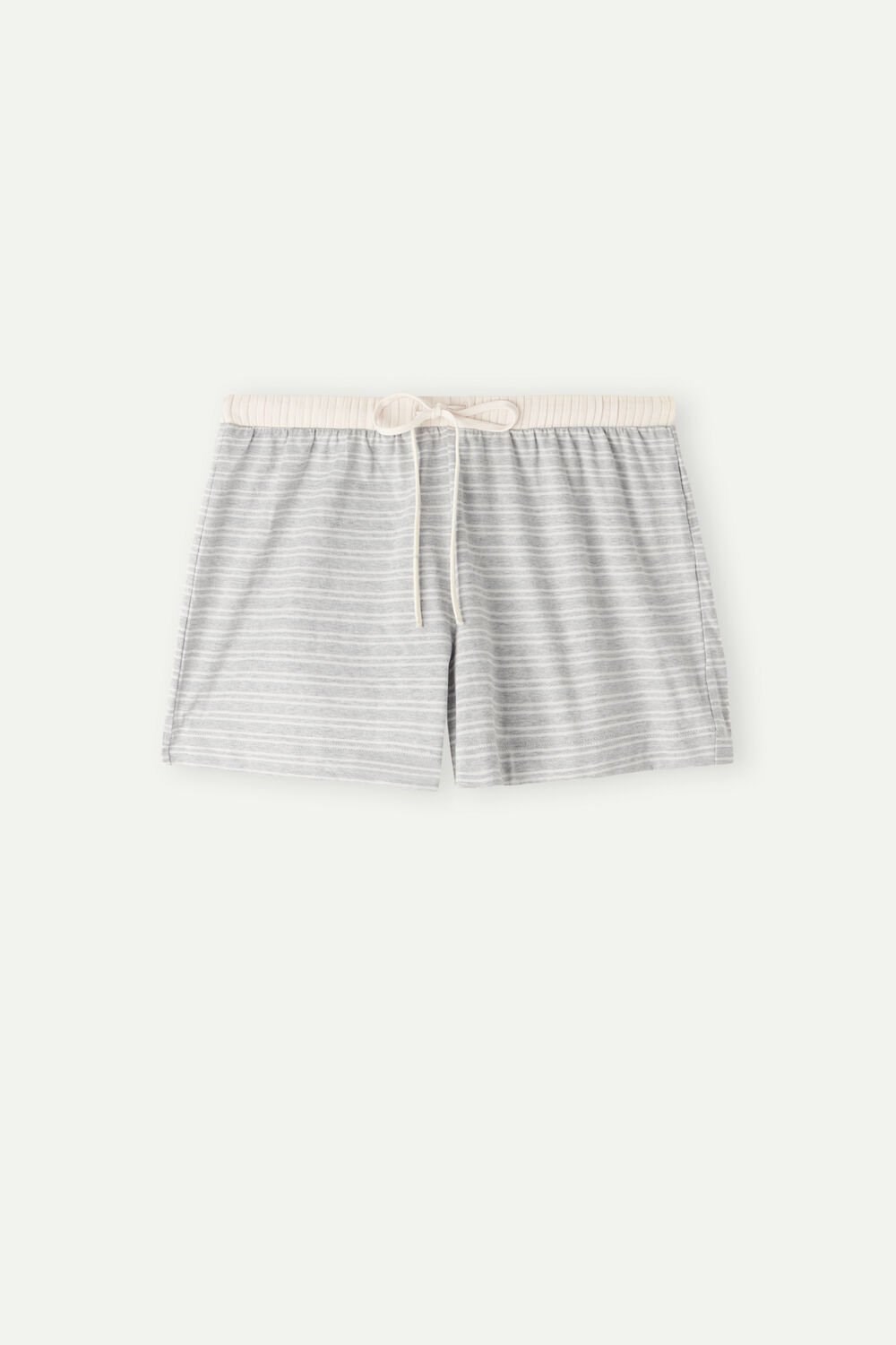 White - 224j - Heather Gray / Vanilla Beige Stripe Intimissimi Casual Sunday Shorts | QRDN-26958